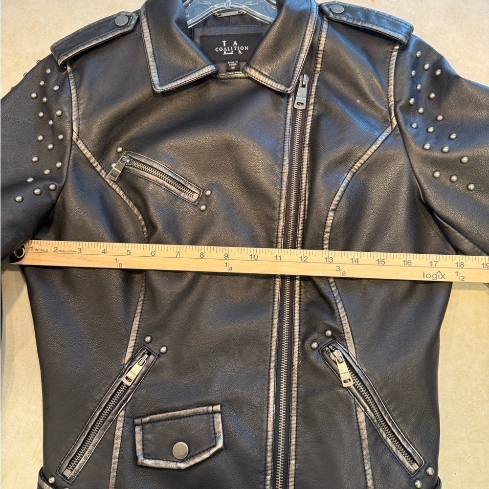 T Coalition Faux Leather Studded Moto Jacket Women - Picture 2 of 9